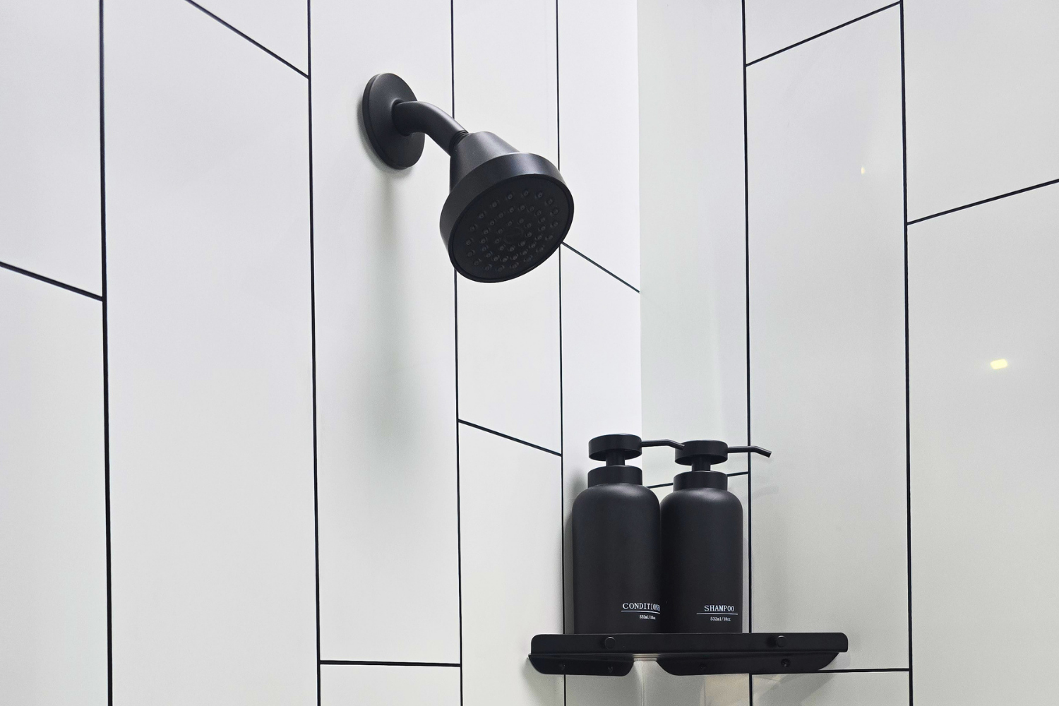 Othello Shower Head and Corner Metal Shelf